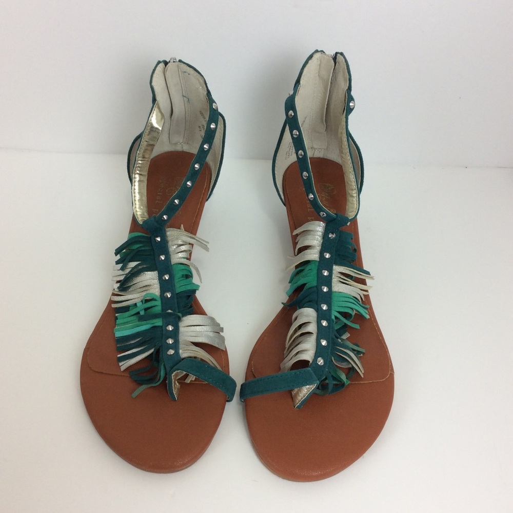 Matt Bergson fringed studded wedge sandals 9.5W